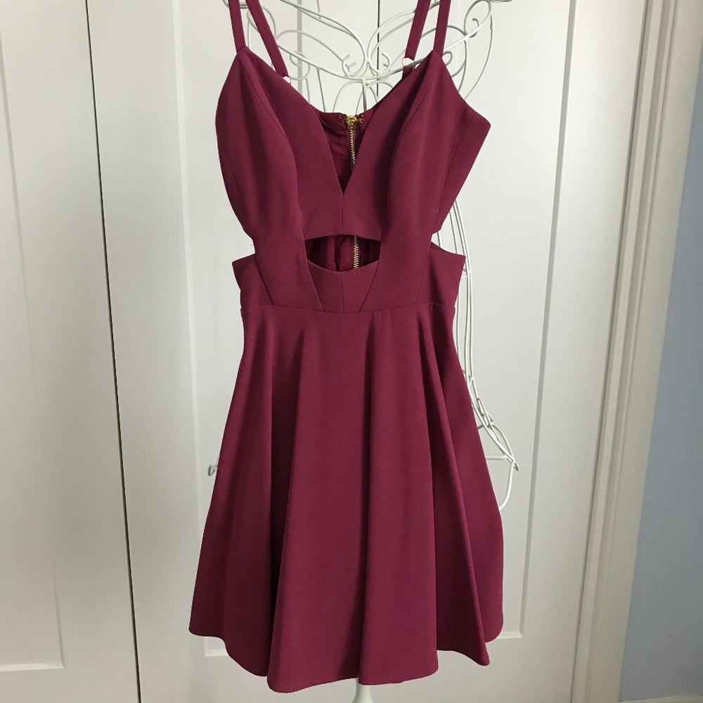 Bebe X Naven Magenta Cut Out Mini Dress